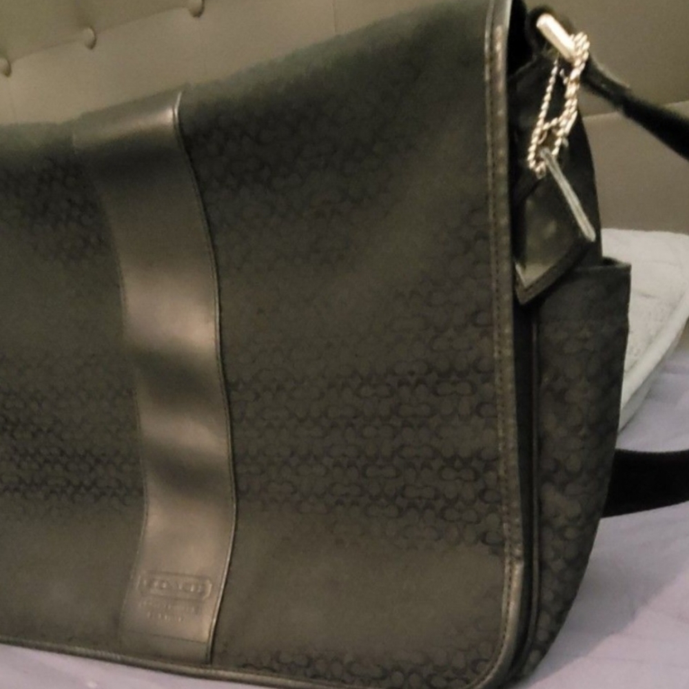 Coach Signature Hudson Commuter Laptop Messenger Bag Black Vintage